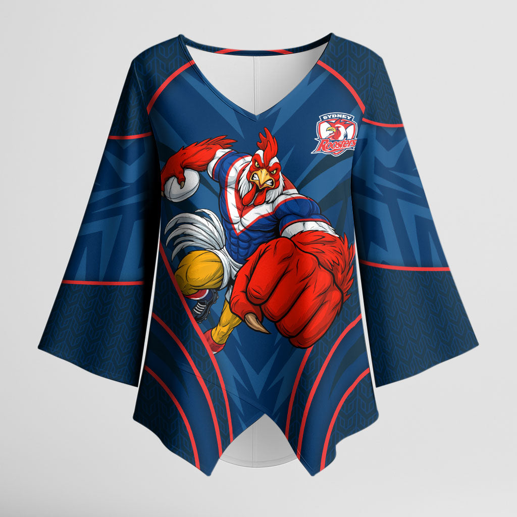 Sydney Roosters Rugby Mascot Kimono Sleeve Blouse Australian Rugby Culture - Tribal Inspired Rooster