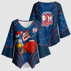 Sydney Roosters Rugby Mascot Kimono Sleeve Blouse Australian Rugby Culture - Tribal Inspired Rooster