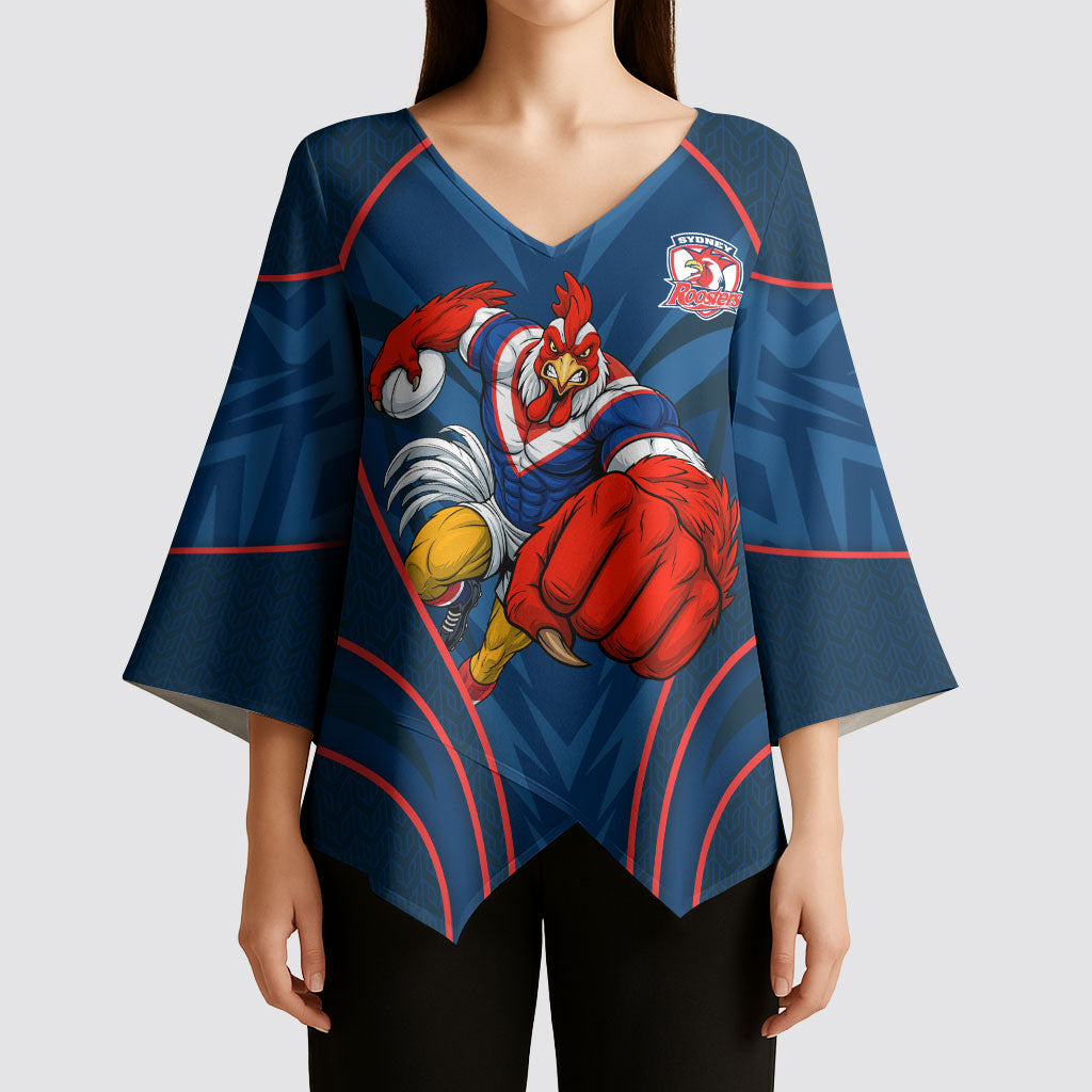 Sydney Roosters Rugby Mascot Kimono Sleeve Blouse Australian Rugby Culture - Tribal Inspired Rooster