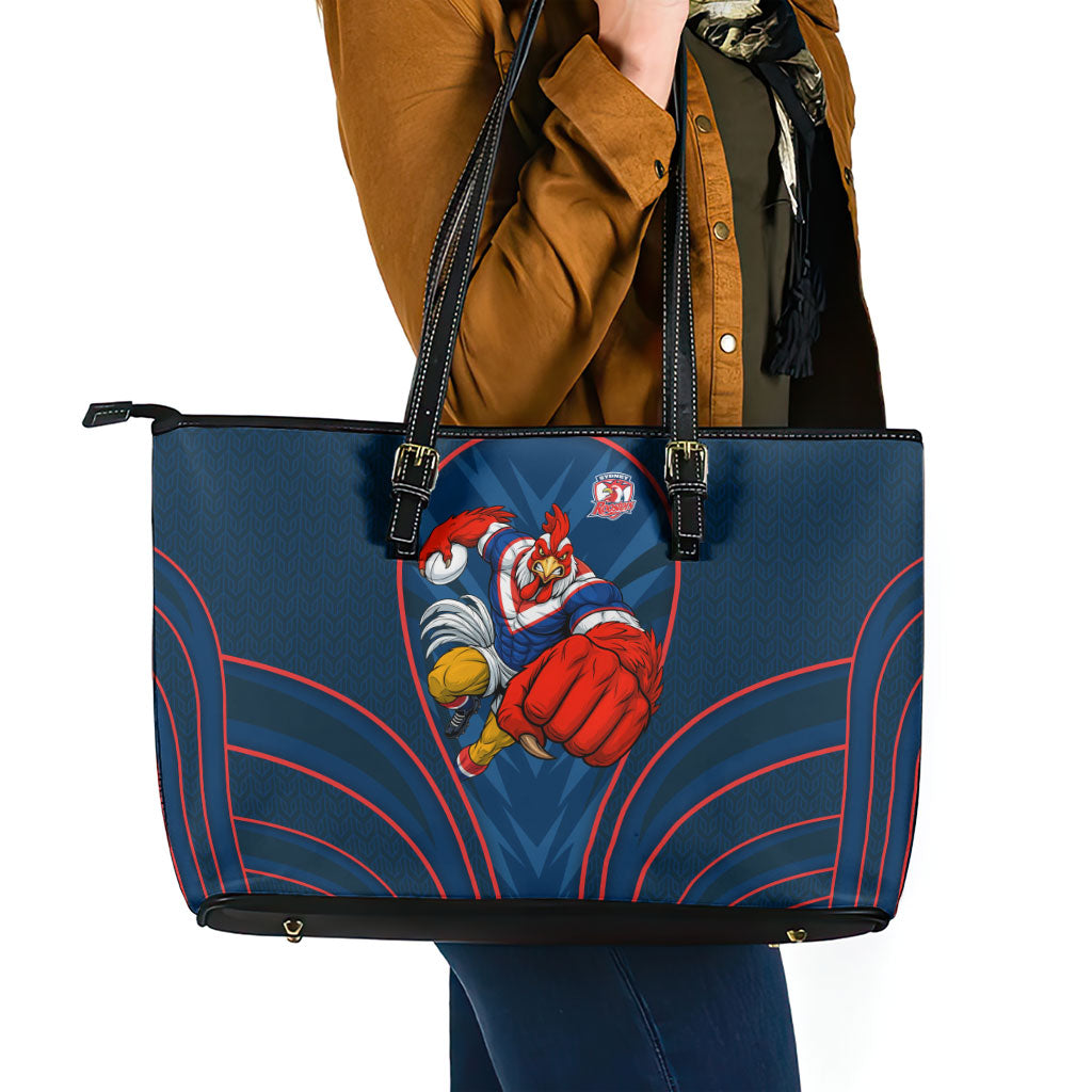Sydney Roosters Rugby Mascot Leather Tote Bag Australian Rugby Culture - Tribal Inspired Rooster