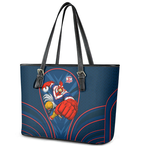 Sydney Roosters Rugby Mascot Leather Tote Bag Australian Rugby Culture - Tribal Inspired Rooster