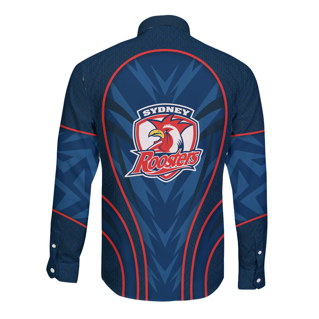 Sydney Roosters Rugby Mascot Long Sleeve Button Shirt Australian Rugby Culture - Tribal Inspired Rooster