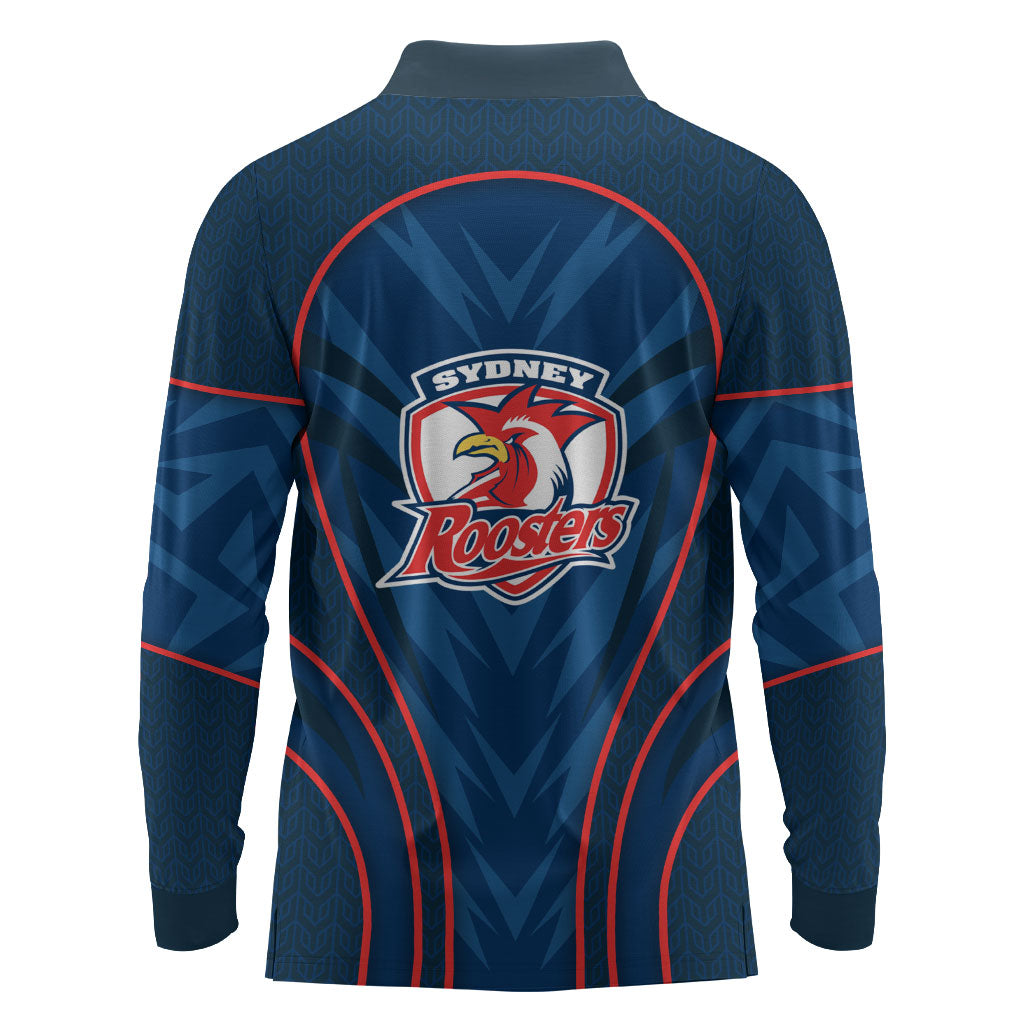 Sydney Roosters Rugby Mascot Long Sleeve Polo Shirt Australian Rugby Culture - Tribal Inspired Rooster