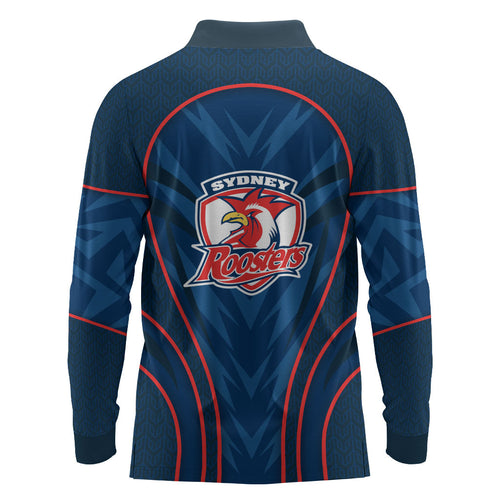 Sydney Roosters Rugby Mascot Long Sleeve Polo Shirt Australian Rugby Culture - Tribal Inspired Rooster
