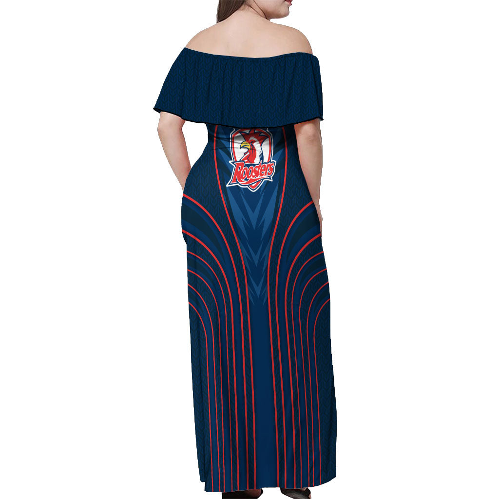 Sydney Roosters Rugby Mascot Off Shoulder Maxi Dress Australian Rugby Culture - Tribal Inspired Rooster