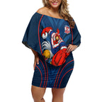 Sydney Roosters Rugby Mascot Off Shoulder Short Dress Australian Rugby Culture - Tribal Inspired Rooster