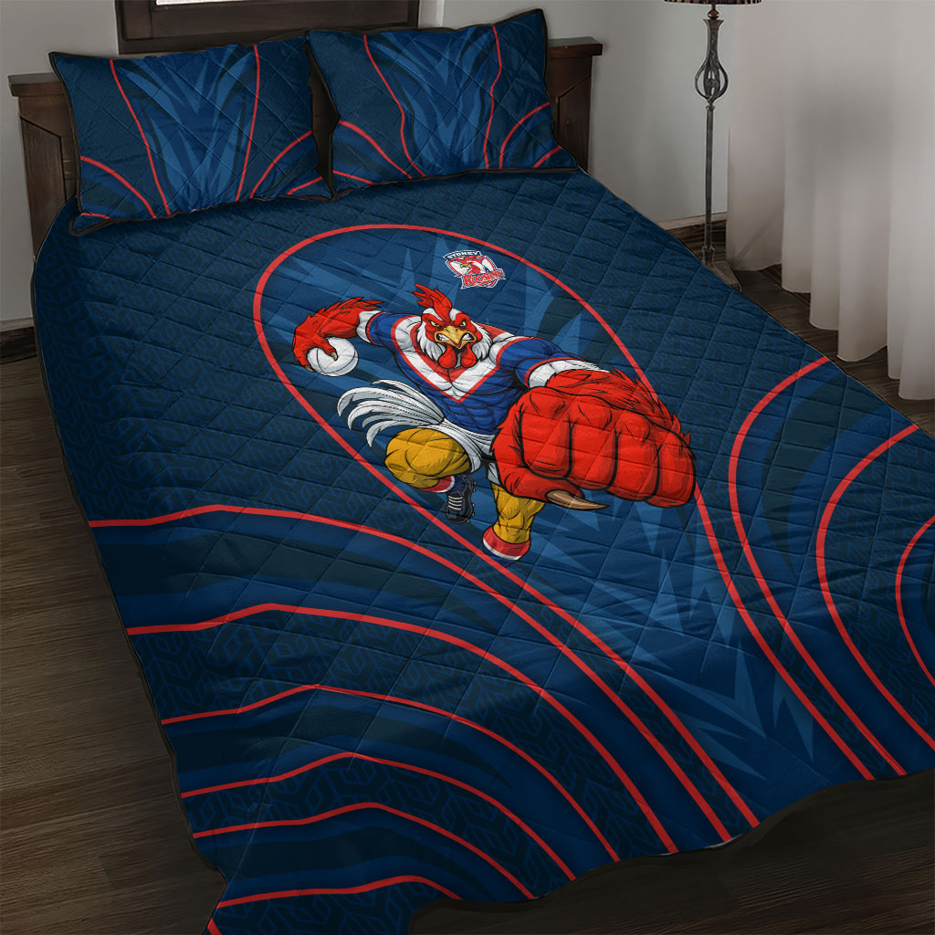 Sydney Roosters Rugby Mascot Quilt Bed Set Australian Rugby Culture - Tribal Inspired Rooster