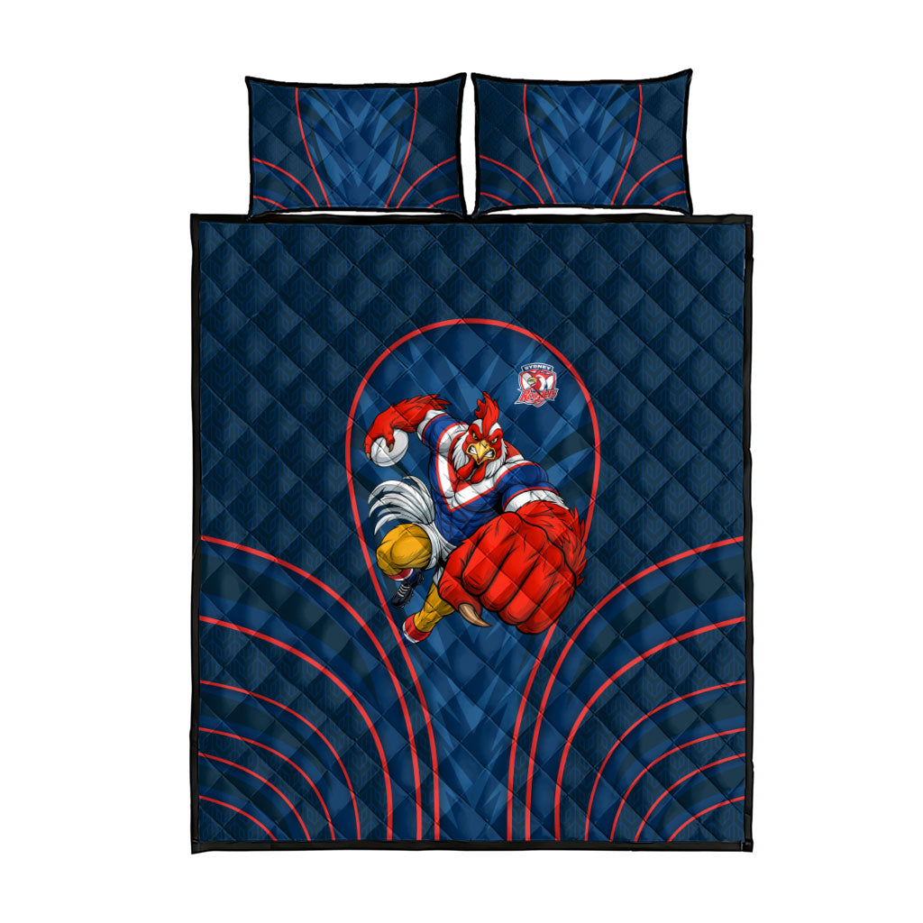 Sydney Roosters Rugby Mascot Quilt Bed Set Australian Rugby Culture - Tribal Inspired Rooster