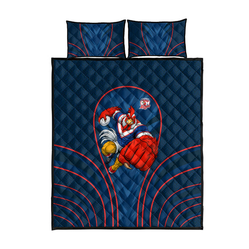 Sydney Roosters Rugby Mascot Quilt Bed Set Australian Rugby Culture - Tribal Inspired Rooster