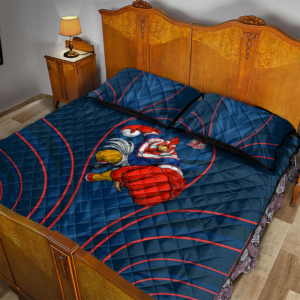 Sydney Roosters Rugby Mascot Quilt Bed Set Australian Rugby Culture - Tribal Inspired Rooster