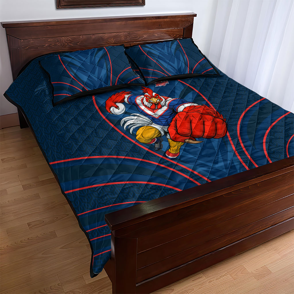 Sydney Roosters Rugby Mascot Quilt Bed Set Australian Rugby Culture - Tribal Inspired Rooster