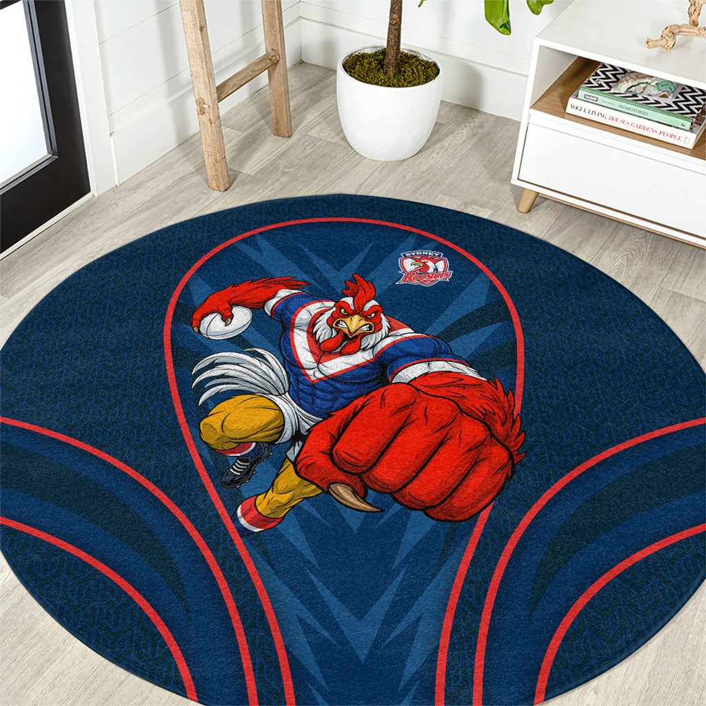 Sydney Roosters Rugby Mascot Round Carpet Australian Rugby Culture - Tribal Inspired Rooster