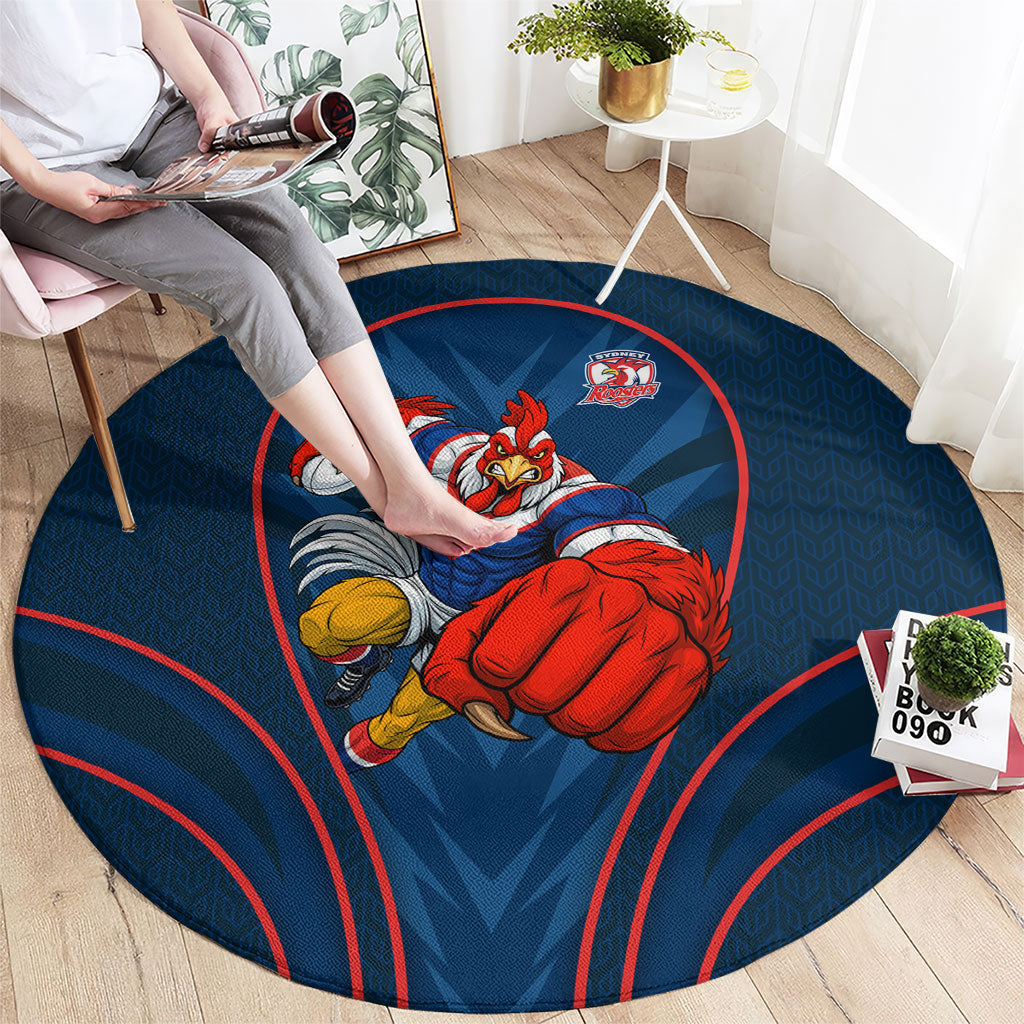 Sydney Roosters Rugby Mascot Round Carpet Australian Rugby Culture - Tribal Inspired Rooster
