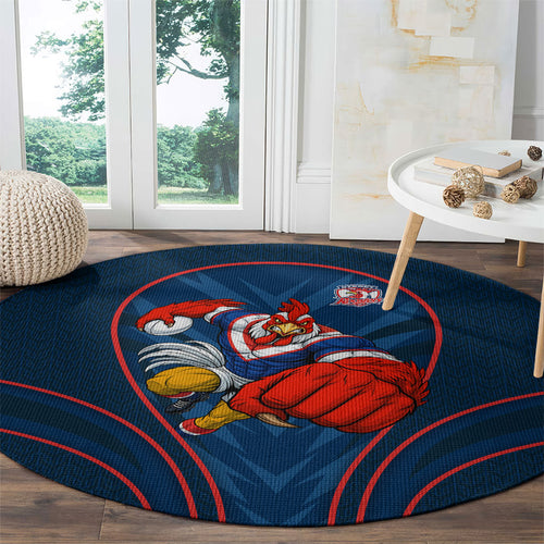 Sydney Roosters Rugby Mascot Round Carpet Australian Rugby Culture - Tribal Inspired Rooster