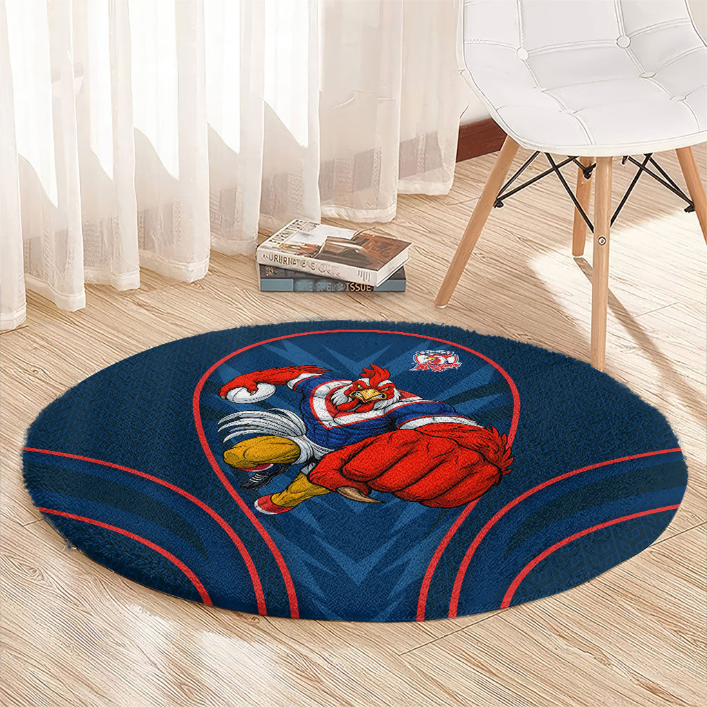 Sydney Roosters Rugby Mascot Round Carpet Australian Rugby Culture - Tribal Inspired Rooster
