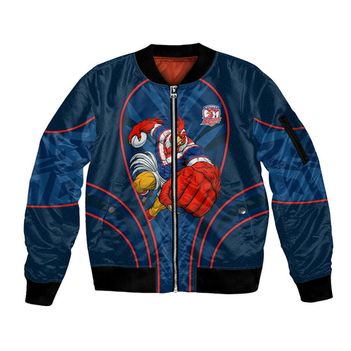 Sydney Roosters Rugby Mascot Sleeve Zip Bomber Jacket Australian Rugby Culture - Tribal Inspired Rooster
