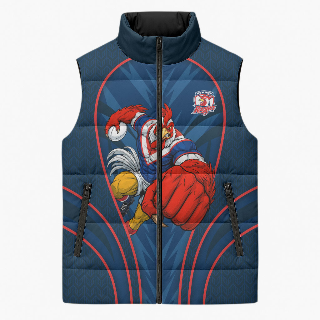 Sydney Roosters Rugby Mascot Sleeveless Puffer Jacket Australian Rugby Culture - Tribal Inspired Rooster