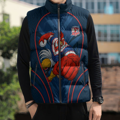 Sydney Roosters Rugby Mascot Sleeveless Puffer Jacket Australian Rugby Culture - Tribal Inspired Rooster