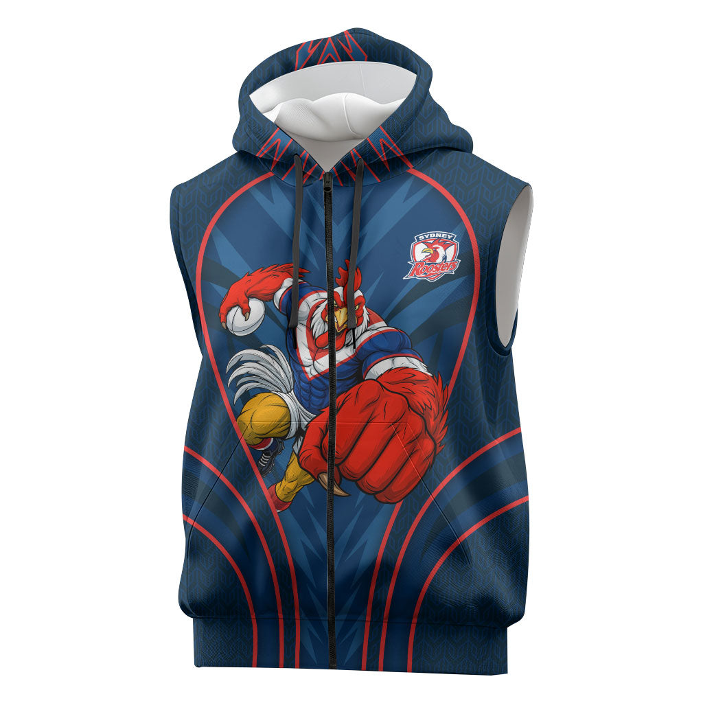Sydney Roosters Rugby Mascot Sleeveless Zip Hoodie Australian Rugby Culture - Tribal Inspired Rooster