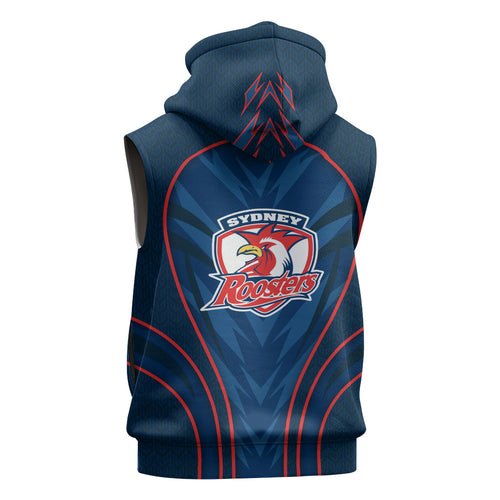 Sydney Roosters Rugby Mascot Sleeveless Zip Hoodie Australian Rugby Culture - Tribal Inspired Rooster