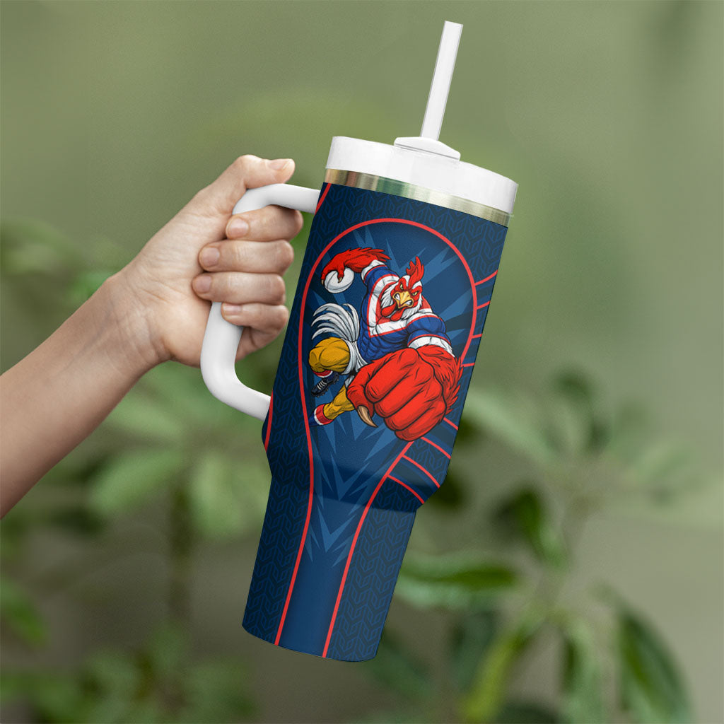 Sydney Roosters Rugby Mascot Tumbler With Handle Australian Rugby Culture - Tribal Inspired Rooster