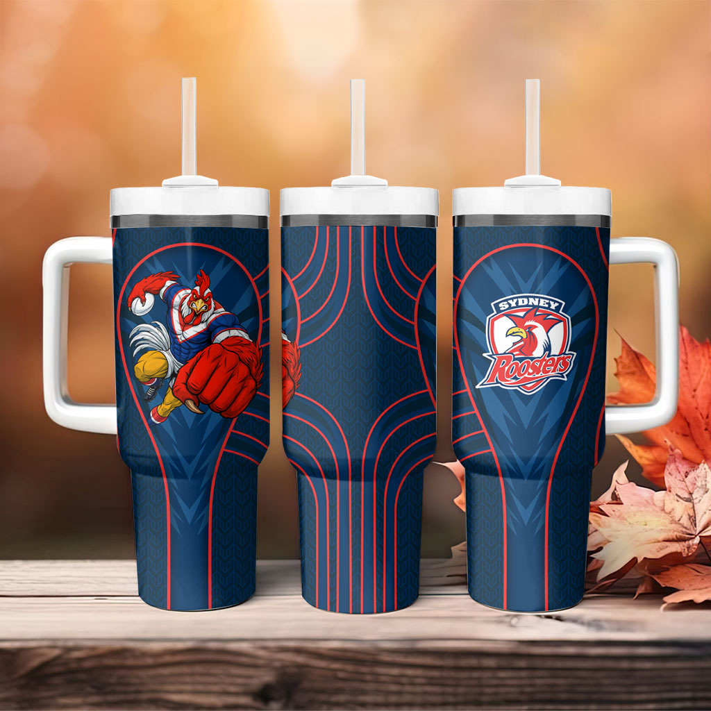 Sydney Roosters Rugby Mascot Tumbler With Handle Australian Rugby Culture - Tribal Inspired Rooster