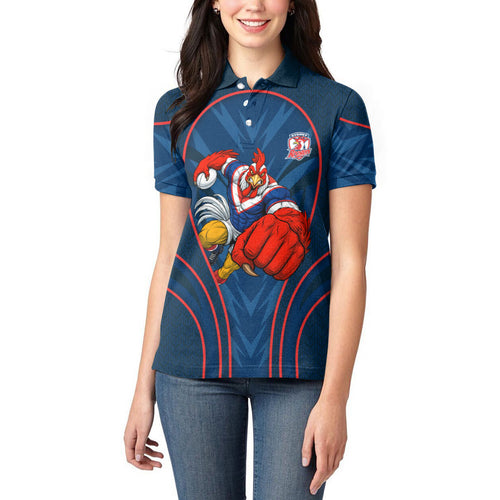 Sydney Roosters Rugby Mascot Women Polo Shirt Australian Rugby Culture - Tribal Inspired Rooster