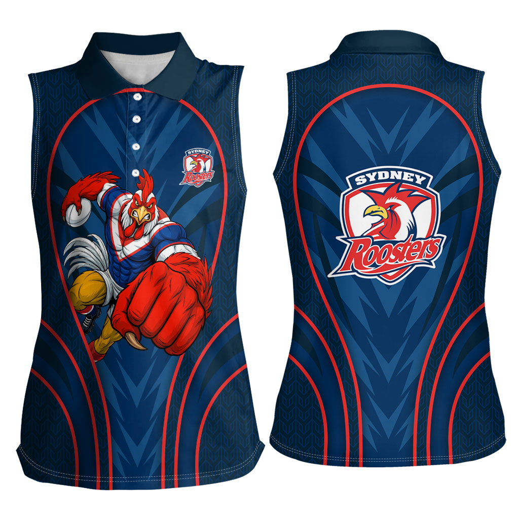 Sydney Roosters Rugby Mascot Women Sleeveless Polo Shirt Australian Rugby Culture - Tribal Inspired Rooster