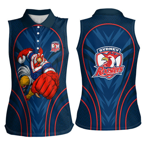 Sydney Roosters Rugby Mascot Women Sleeveless Polo Shirt Australian Rugby Culture - Tribal Inspired Rooster