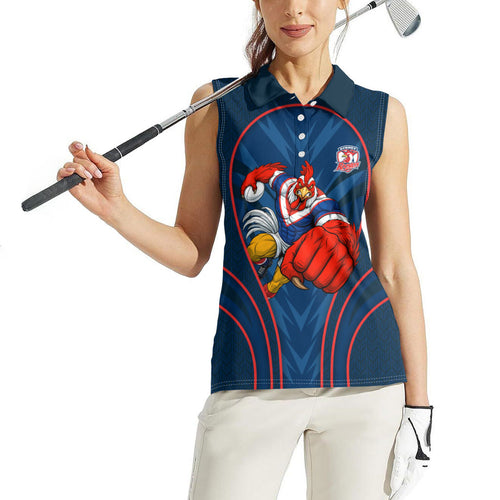 Sydney Roosters Rugby Mascot Women Sleeveless Polo Shirt Australian Rugby Culture - Tribal Inspired Rooster