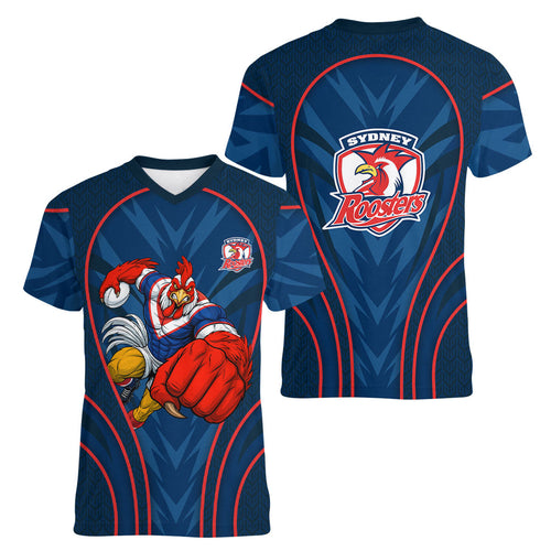 Sydney Roosters Rugby Mascot Women V-Neck T-Shirt Australian Rugby Culture - Tribal Inspired Rooster