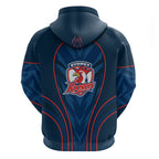 Sydney Roosters Rugby Mascot Zip Hoodie Australian Rugby Culture - Tribal Inspired Rooster