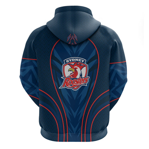 Sydney Roosters Rugby Mascot Zip Hoodie Australian Rugby Culture - Tribal Inspired Rooster
