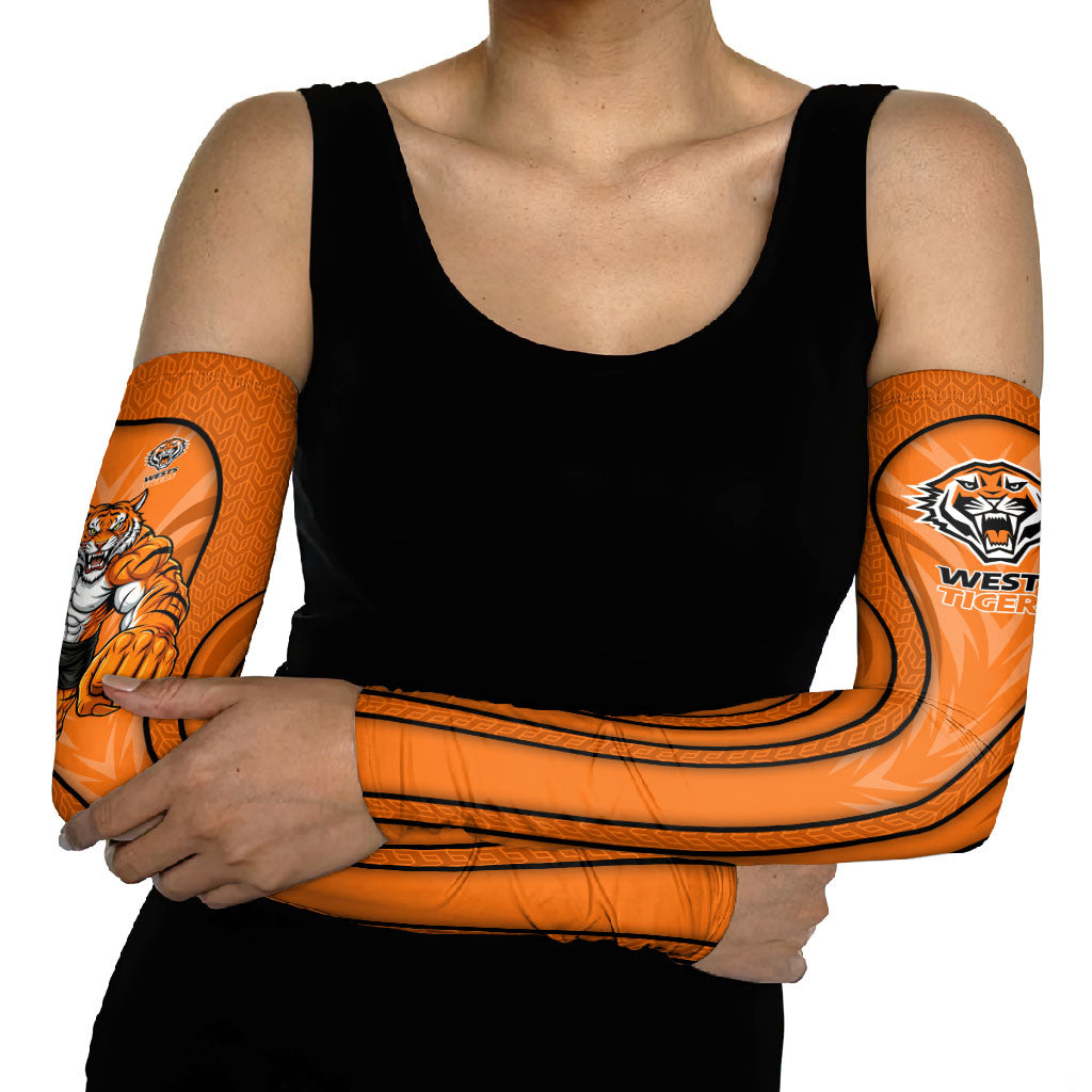 Wests Tigers Rugby Mascot Arm Sleeves Australian Rugby Culture - Tribal Inspired Tiger
