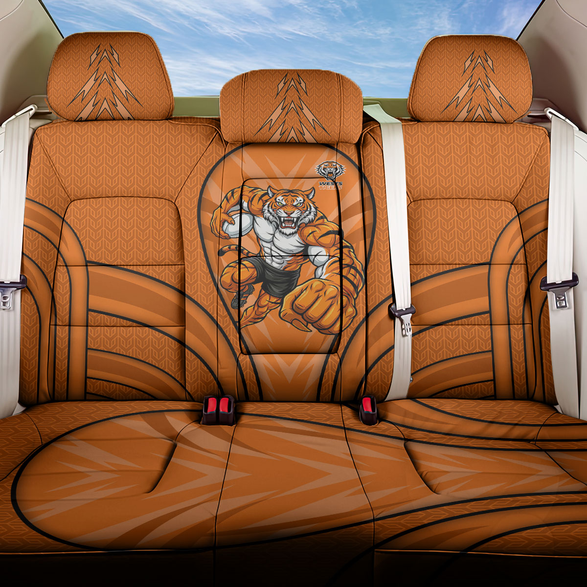 Wests Tigers Rugby Mascot Back Car Seat Cover Australian Rugby Culture - Tribal Inspired Tiger