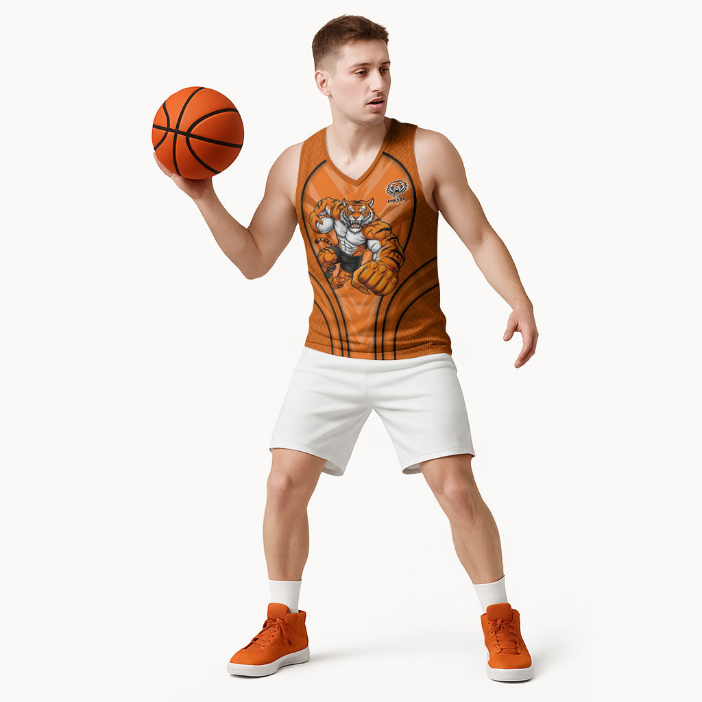 Wests Tigers Rugby Mascot Basketball Jersey Australian Rugby Culture - Tribal Inspired Tiger