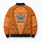 Wests Tigers Rugby Mascot Bomber Puffer Jacket Australian Rugby Culture - Tribal Inspired Tiger