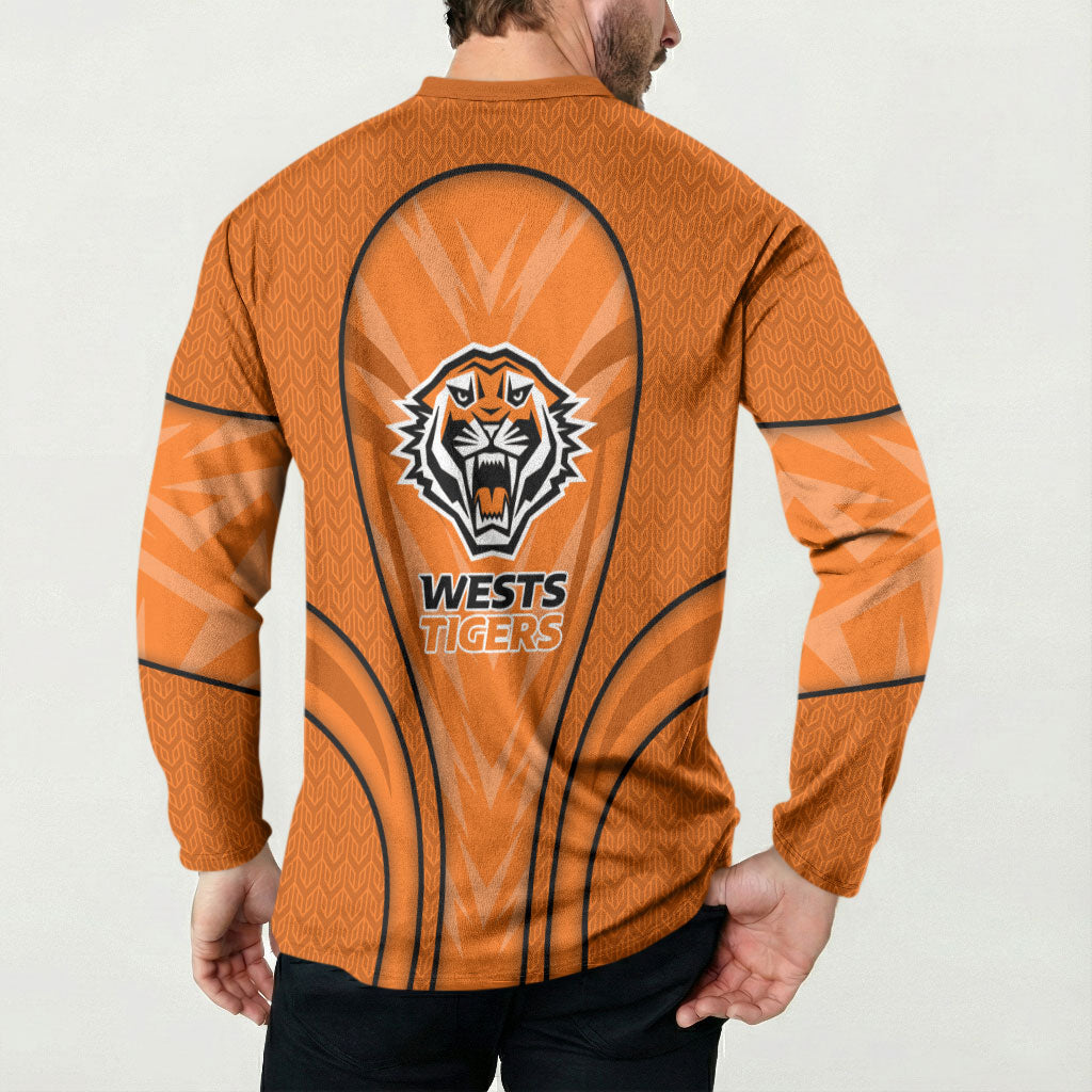 Wests Tigers Rugby Mascot Button Sweatshirt Australian Rugby Culture - Tribal Inspired Tiger