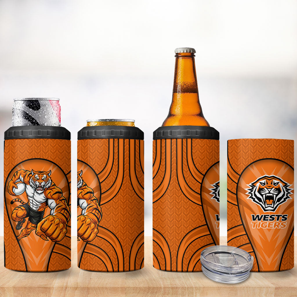Wests Tigers Rugby Mascot 4 in 1 Can Cooler Tumbler Australian Rugby Culture - Tribal Inspired Tiger
