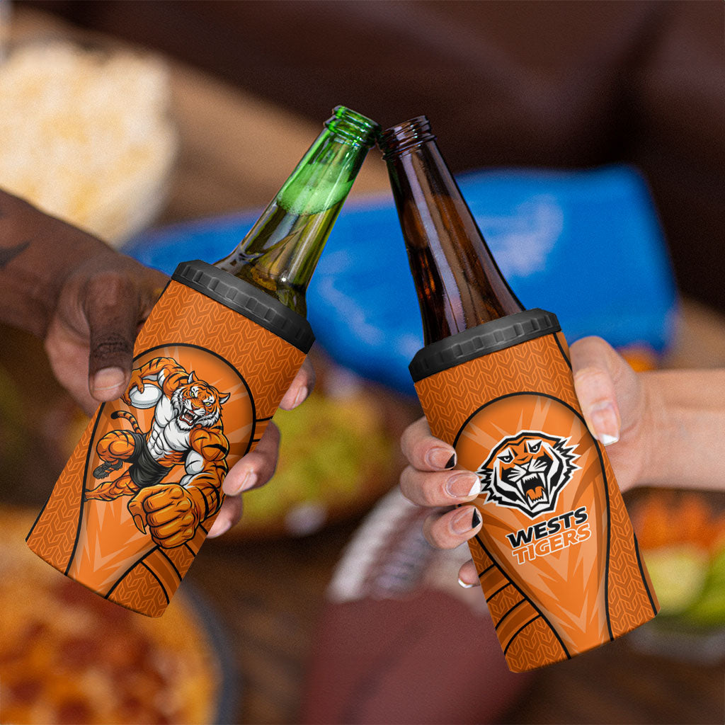 Wests Tigers Rugby Mascot 4 in 1 Can Cooler Tumbler Australian Rugby Culture - Tribal Inspired Tiger