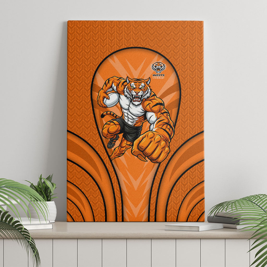 Wests Tigers Rugby Mascot Canvas Wall Art Australian Rugby Culture - Tribal Inspired Tiger