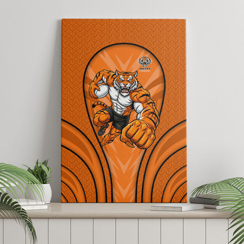 Wests Tigers Rugby Mascot Canvas Wall Art Australian Rugby Culture - Tribal Inspired Tiger