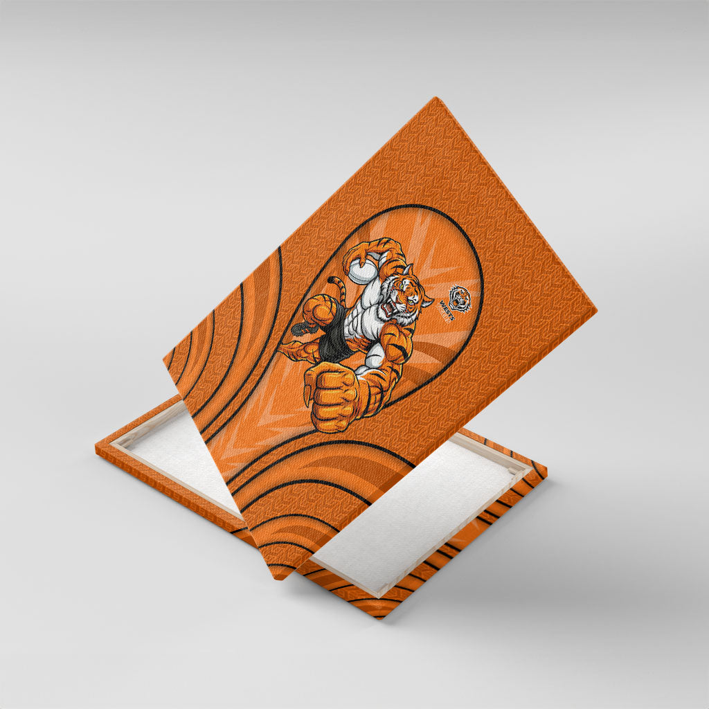 Wests Tigers Rugby Mascot Canvas Wall Art Australian Rugby Culture - Tribal Inspired Tiger