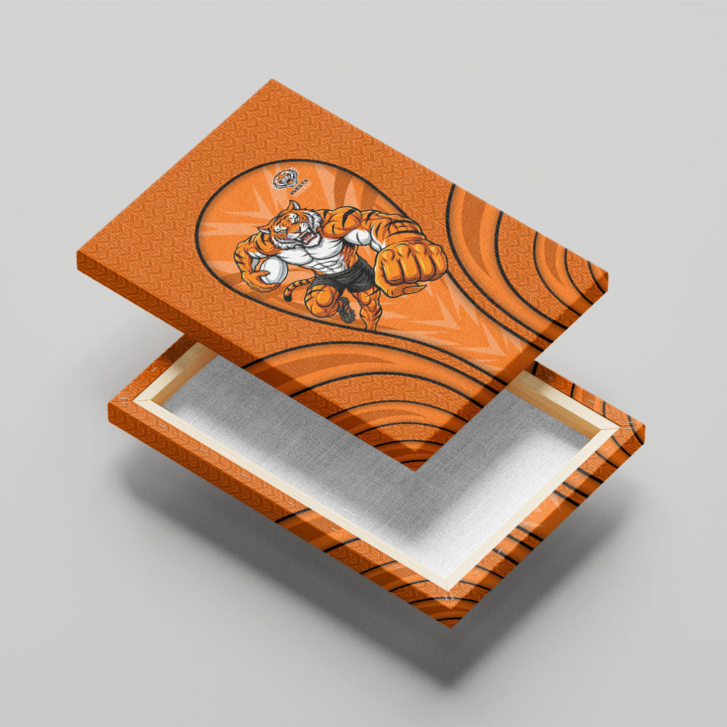 Wests Tigers Rugby Mascot Canvas Wall Art Australian Rugby Culture - Tribal Inspired Tiger