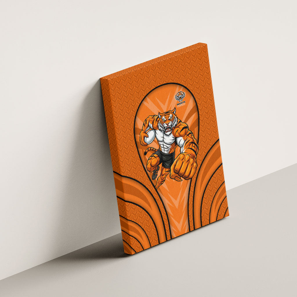Wests Tigers Rugby Mascot Canvas Wall Art Australian Rugby Culture - Tribal Inspired Tiger