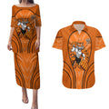 Wests Tigers Rugby Mascot Couples Matching Puletasi and Hawaiian Shirt Australian Rugby Culture - Tribal Inspired Tiger