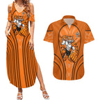 Wests Tigers Rugby Mascot Couples Matching Summer Maxi Dress and Hawaiian Shirt Australian Rugby Culture - Tribal Inspired Tiger