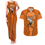Wests Tigers Rugby Mascot Couples Matching Tank Maxi Dress and Hawaiian Shirt Australian Rugby Culture - Tribal Inspired Tiger