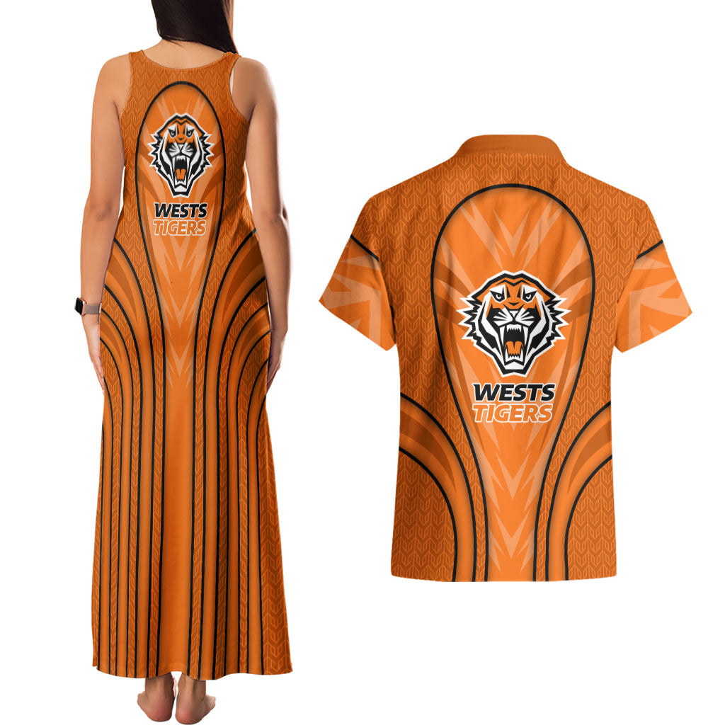 Wests Tigers Rugby Mascot Couples Matching Tank Maxi Dress and Hawaiian Shirt Australian Rugby Culture - Tribal Inspired Tiger