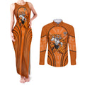 Wests Tigers Rugby Mascot Couples Matching Tank Maxi Dress and Long Sleeve Button Shirt Australian Rugby Culture - Tribal Inspired Tiger